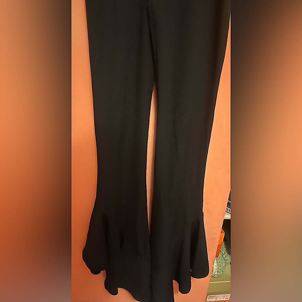 Topshop stretch mermaid flare ribbed pants 
Size 4